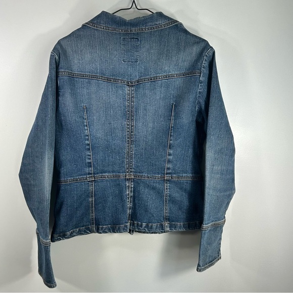 Vanilia Jeans Cropped Denim Distressed Jacket Fancy Stone Wash; Women’s Size 42 - Picture 12 of 16